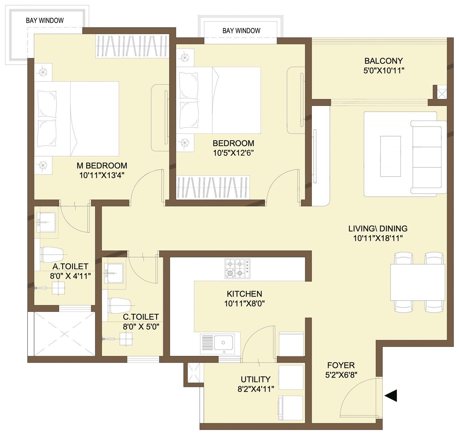 Nikoo Homes 9 2 BHK floor plan
